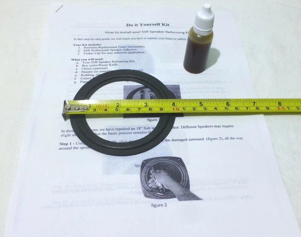 2) Two 4"Foam Speaker Surrounds w/Speaker Repair Refoam Instruction & Glue.